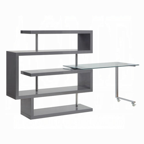 ACME  Grey Buck II Writing Desk W/Bookshelf