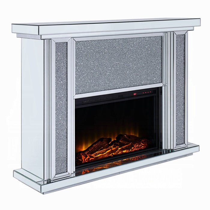 ACME  Mirrored & Faux Diamonds Noralie Fireplace