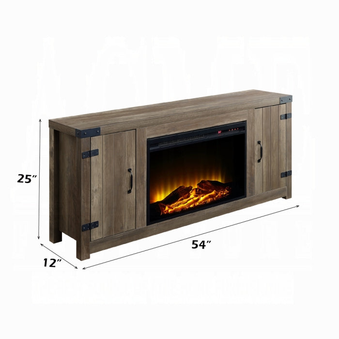ACME Rustic Oak Finish Tobias Fireplace