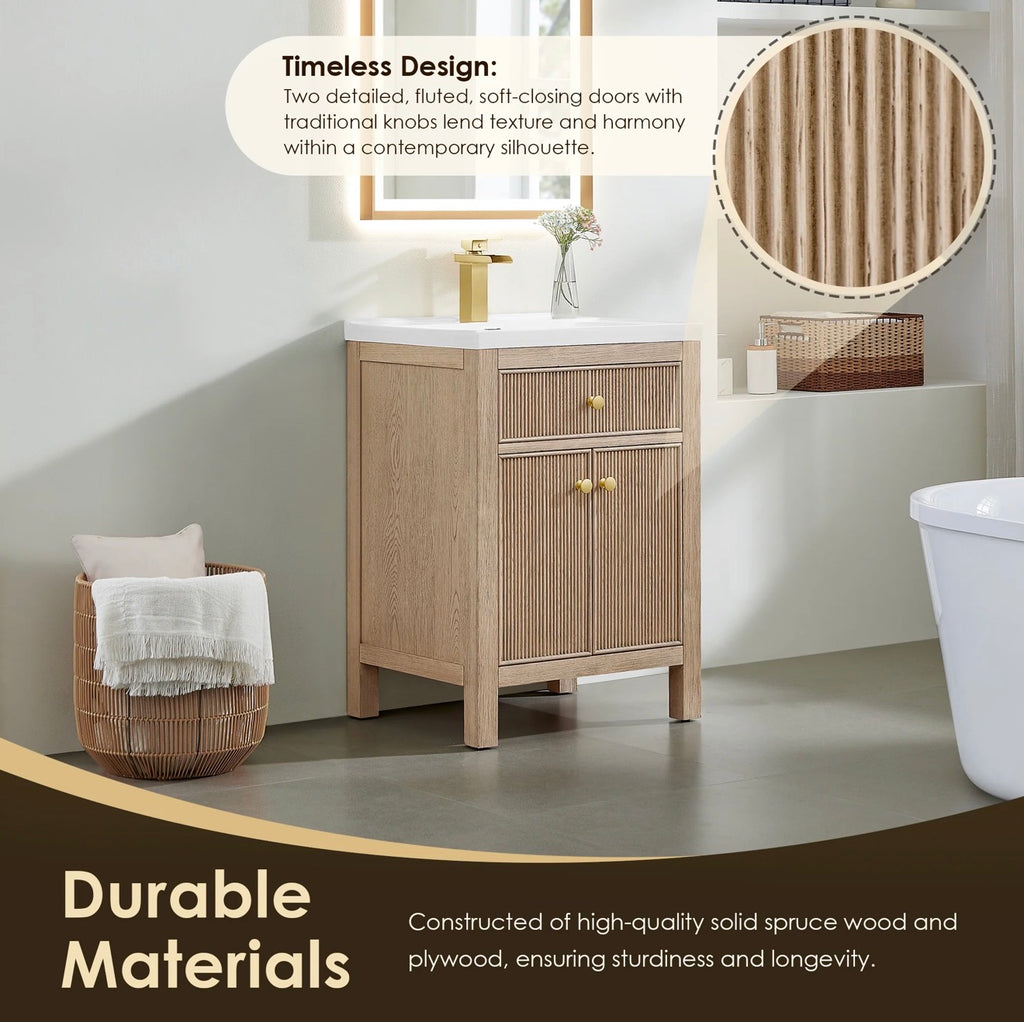Altair Cerrito 24" Single Bathroom Vanity with White Ceramic Integrated Sink without Mirror