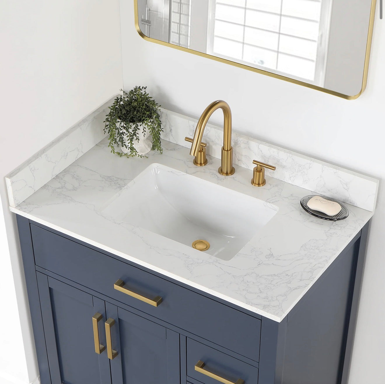 Altair  Gavino 36" Single Bathroom Vanity with Grain White Engineered Stone Countertop