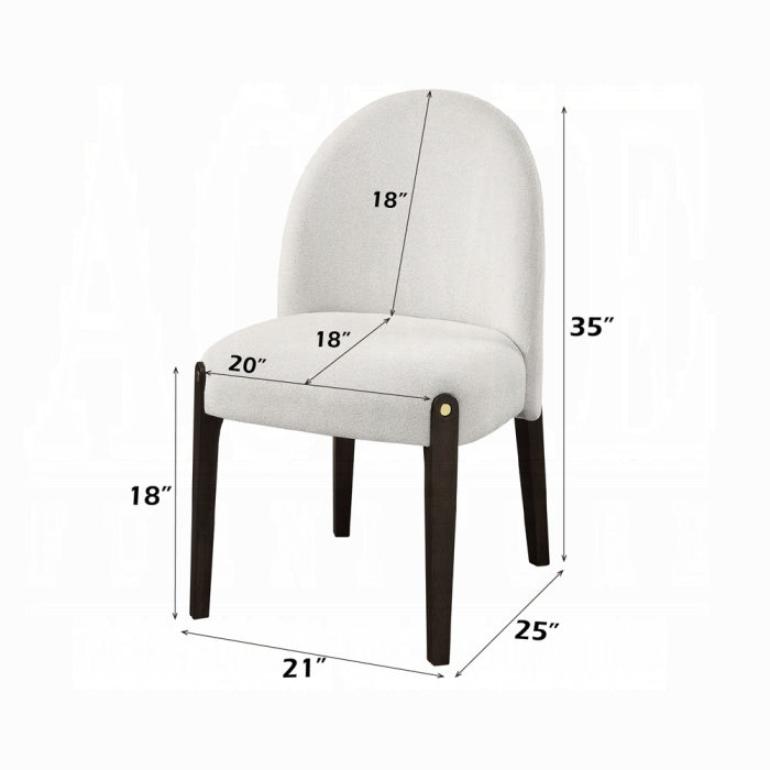 ACME Beige Fabric & Espresso Finish Clayten Side Chair (Set-2)
