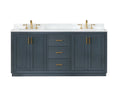Altair Gazsi 72" Double Bathroom Vanity Set with Grain White Engineered Stone Countertop