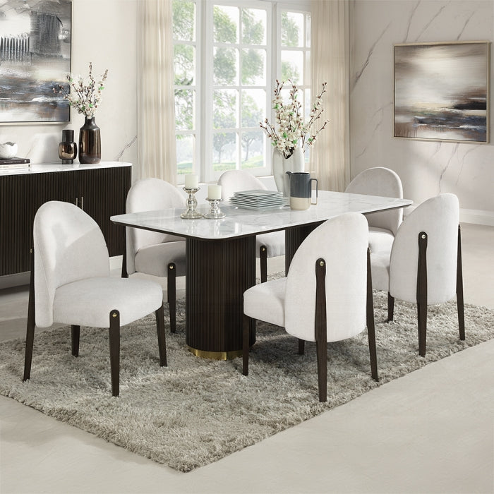 ACME Beige Fabric & Espresso Finish Clayten Side Chair (Set-2)