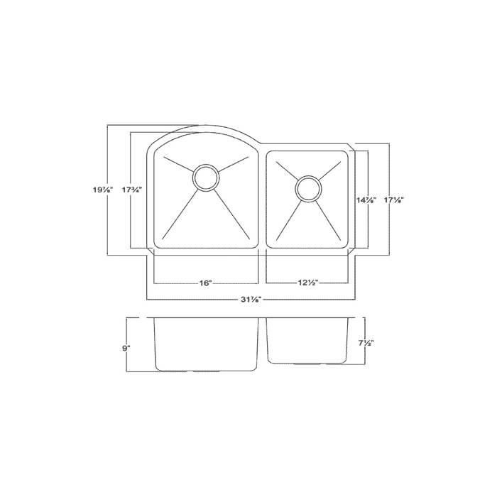 Whitehaus Noah's Collection Brushed Stainless Steel Chefhaus Series Double Bowl Undermount Sink