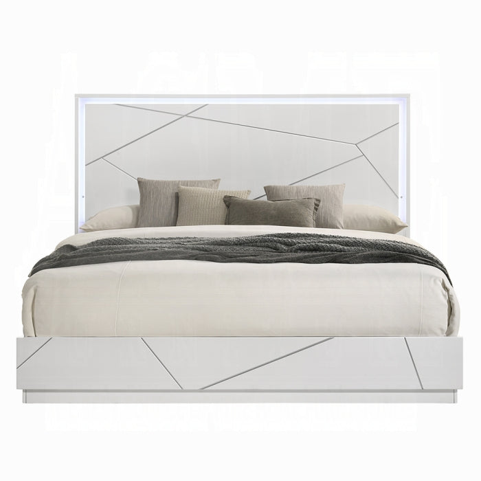 ACME White Esther Queen Bed w/LED