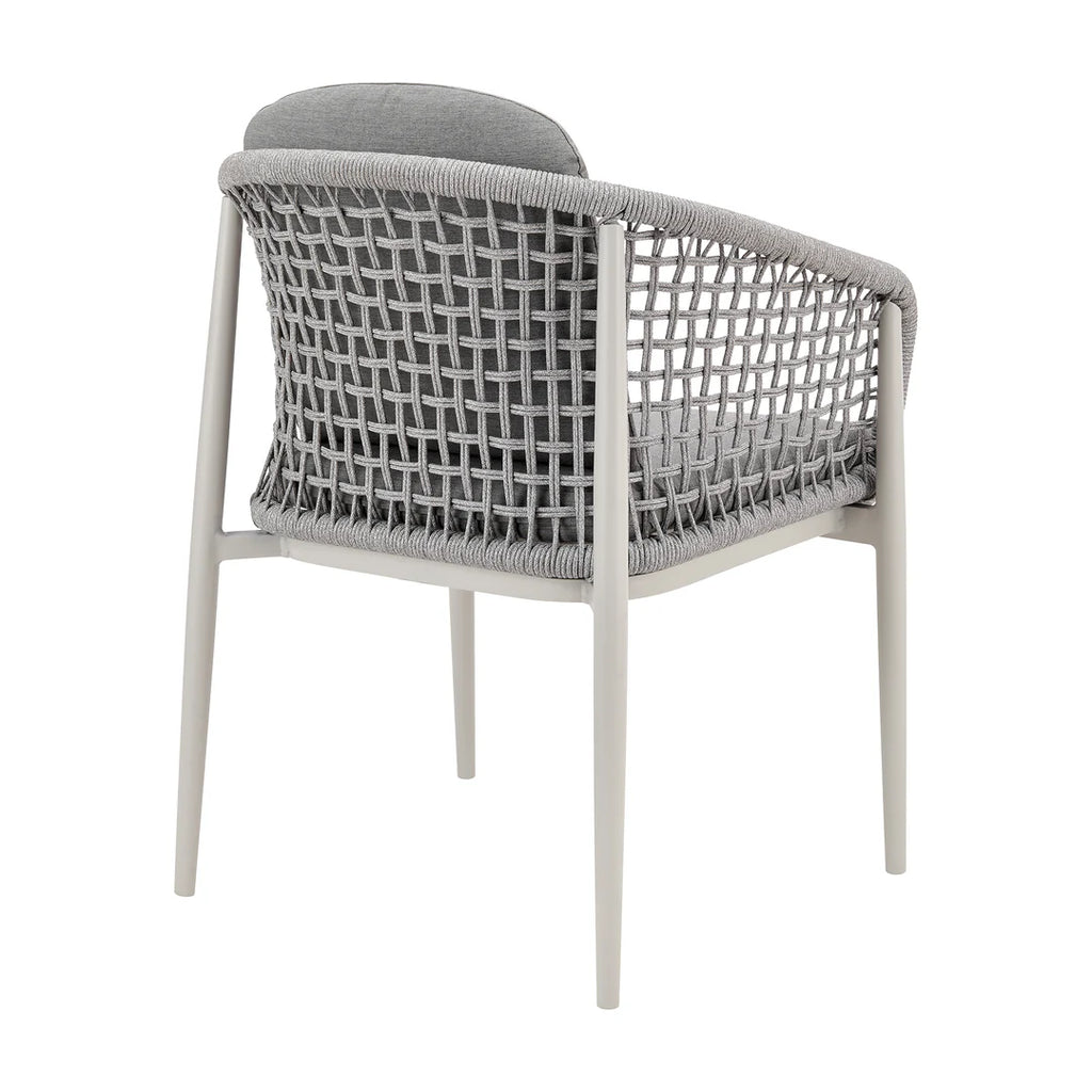 Armen Living  Rhodes Outdoor Patio 5 Piece Dining Set in Aluminum with Sintered Stone and Gray Cushions