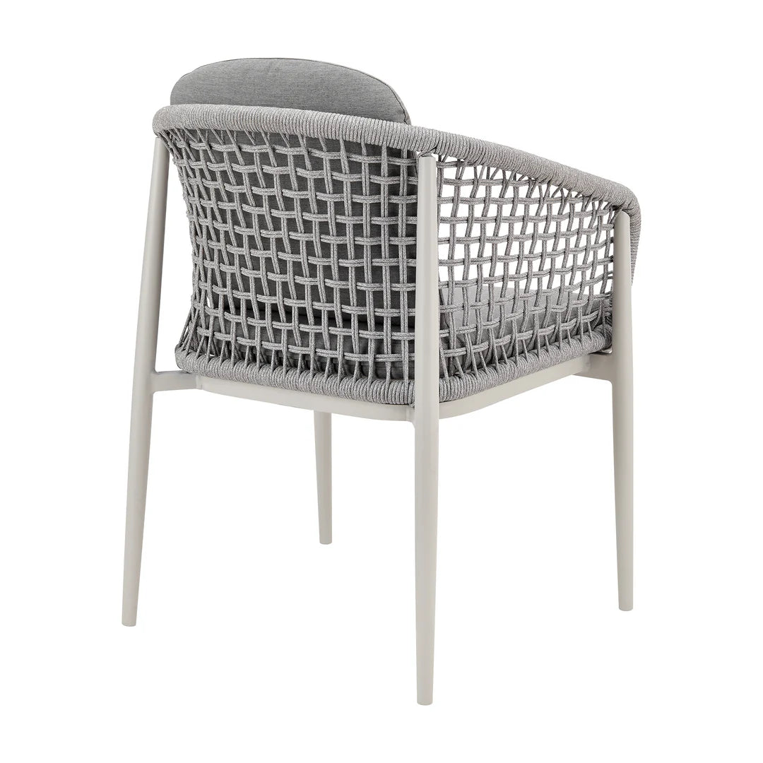 Armen Living  Rhodes Outdoor Patio 5 Piece Dining Set in Aluminum with Sintered Stone and Gray Cushions
