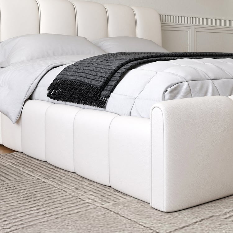 Humply Modern Leather Wingback King Bed Frame with Upholstered Headboard