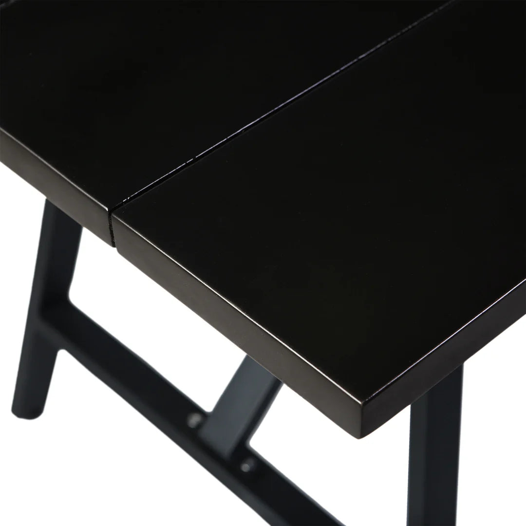 Armen Living Frinton Outdoor Patio Dark Eucalyptus Wood and Metal Rectangle Dining Table