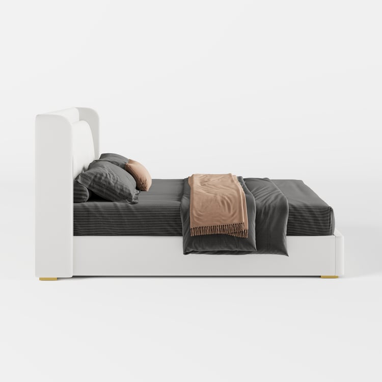 Leather Upholstered King Bed with Wingback Headboard