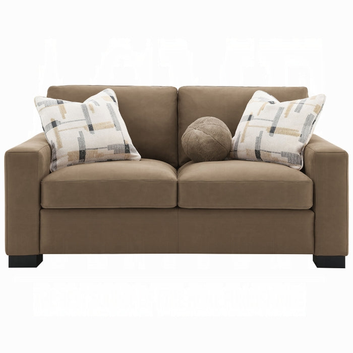 ACME Brown Suede Darya Loveseat w/3 Pillows