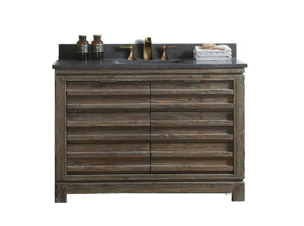 Legion Furniture 48" Rustic Solid Wood Bathroom Vanity with Natural Moon Stone Top – No Faucet