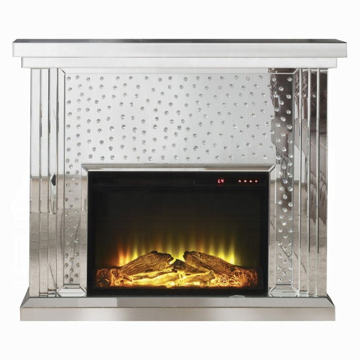 ACME Mirrored & Faux Crystals Nysa Fireplace