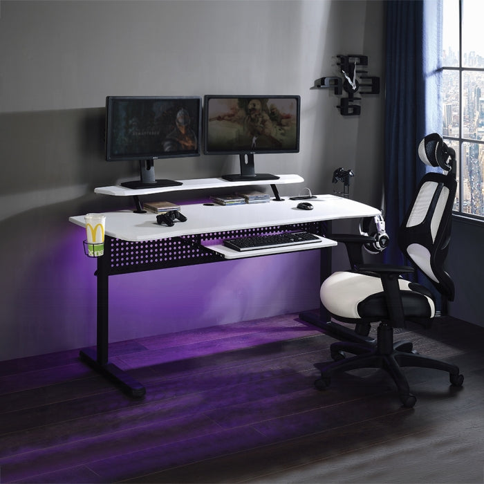 ACME White Vildre Gaming Desk W/USB