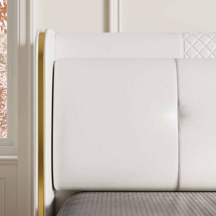 Leather Upholstered King Bed with Wingback Headboard