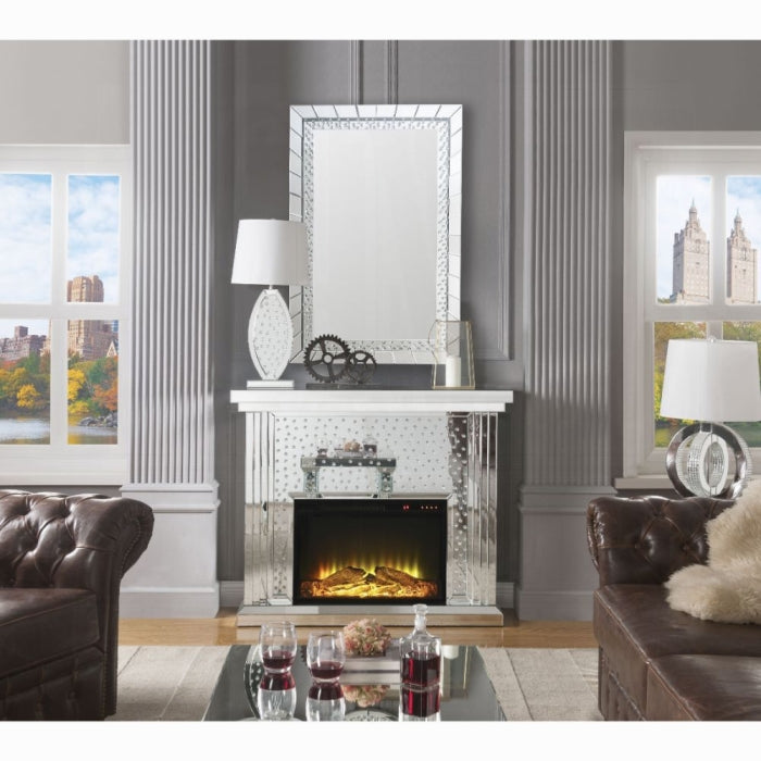 ACME Mirrored & Faux Crystals Nysa Fireplace