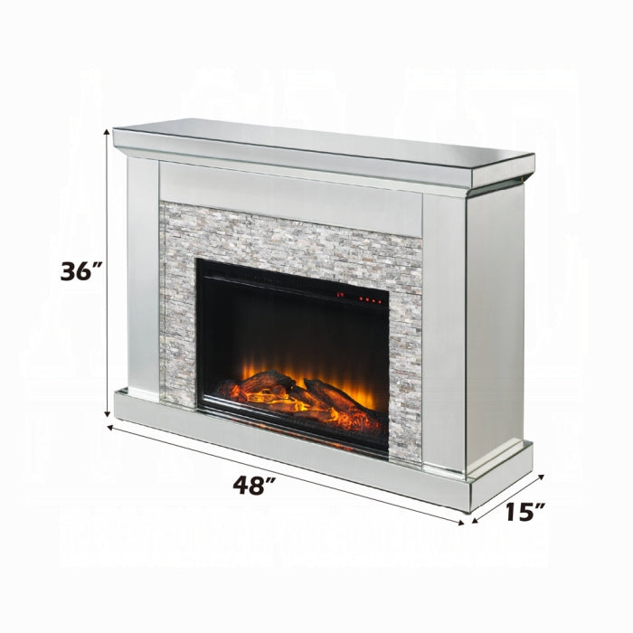 ACME Mirrored & Stone Laksha Fireplace