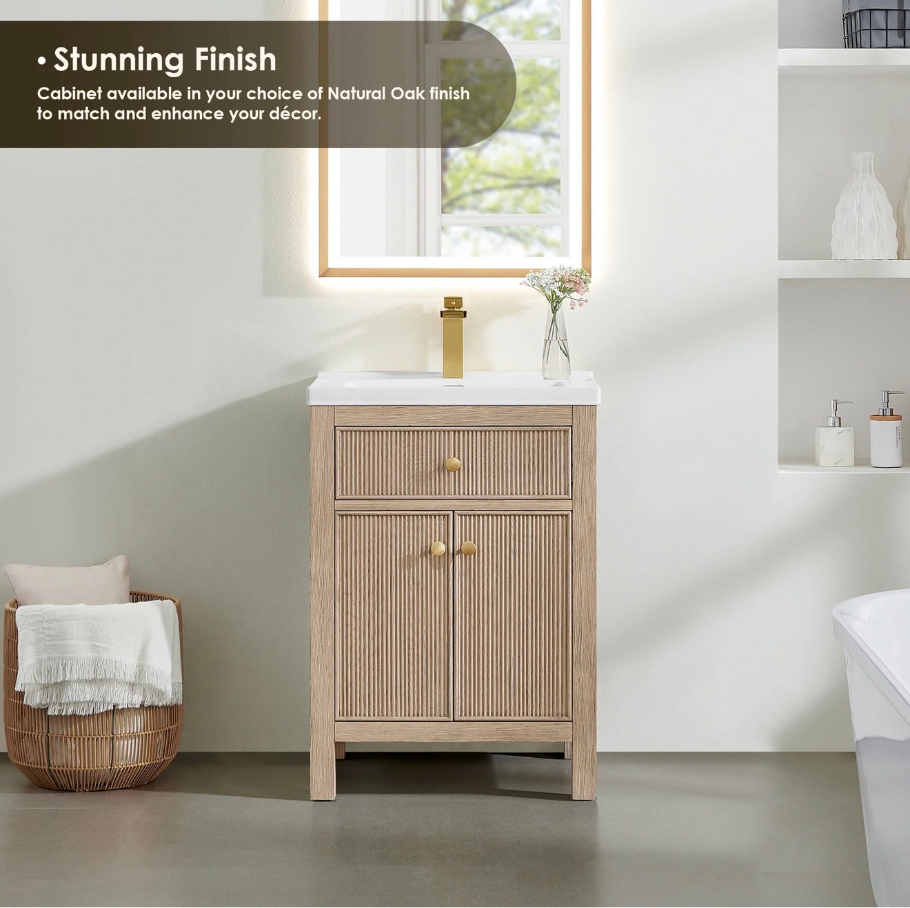 Altair Cerrito 24" Single Bathroom Vanity with White Ceramic Integrated Sink without Mirror