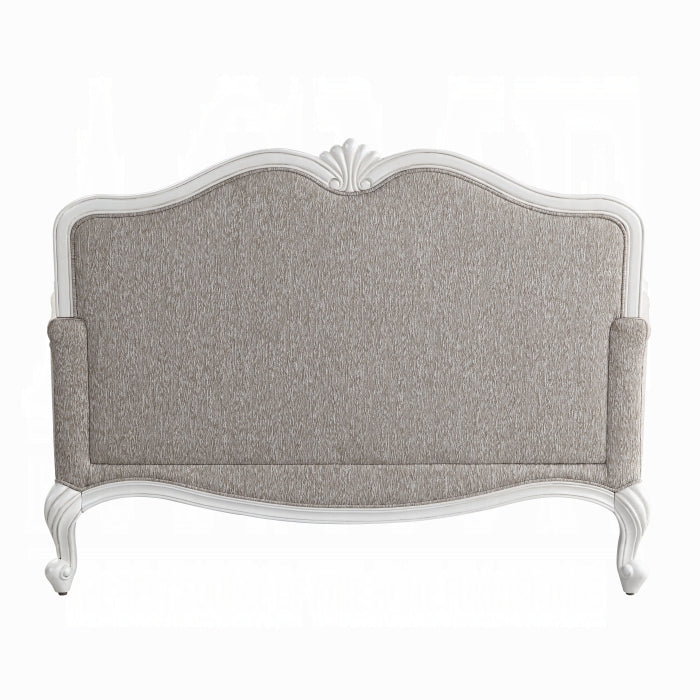 ACME  Fabric & White Ciddrenar Loveseat W/3 Pillows
