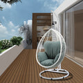 ACME Green Fabric & White Wicker Simona Hanging Chair