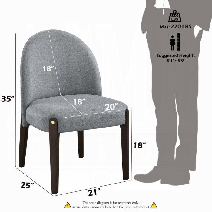 ACME Gray Fabric & Espresso Finish Clayten Side Chair (Set-2)