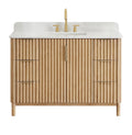 Altair Sierra 48" Single Bathroom Vanity in Washed Light Brown with Grain White Engineered Stone Countertop