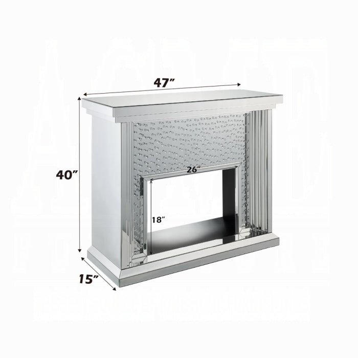 ACME Mirrored & Faux Crystals Nysa Fireplace