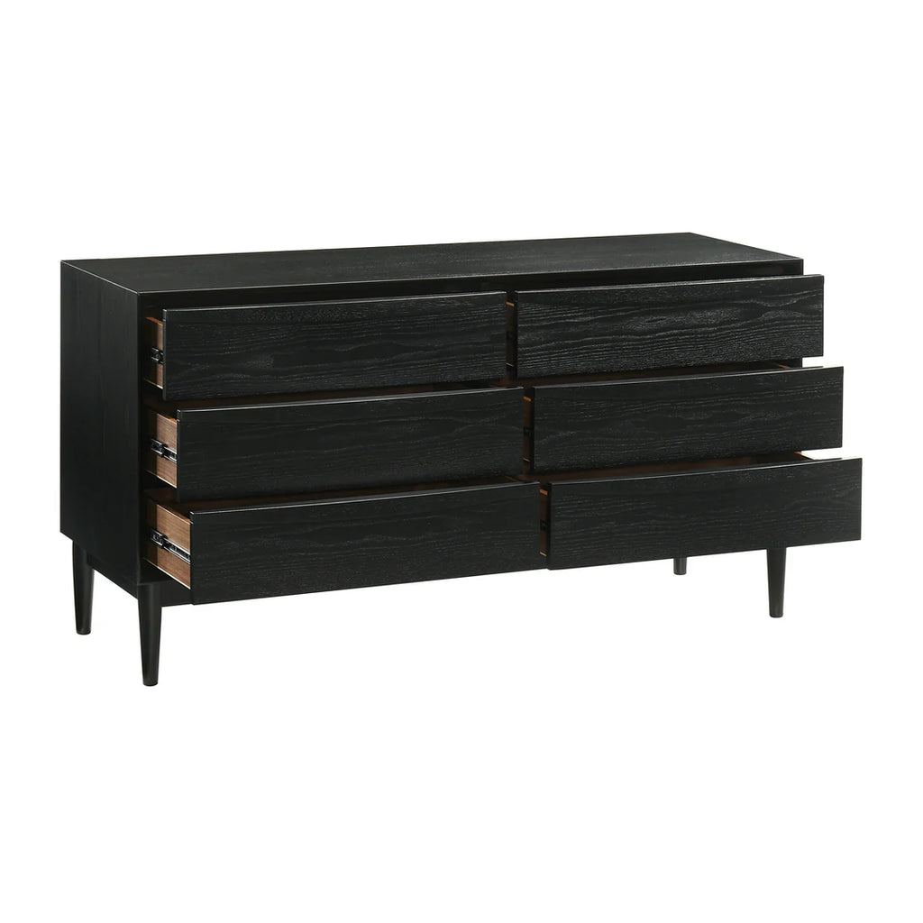 Armen Living Artemio King 4 Piece Wood Bedroom Set in Black Finish