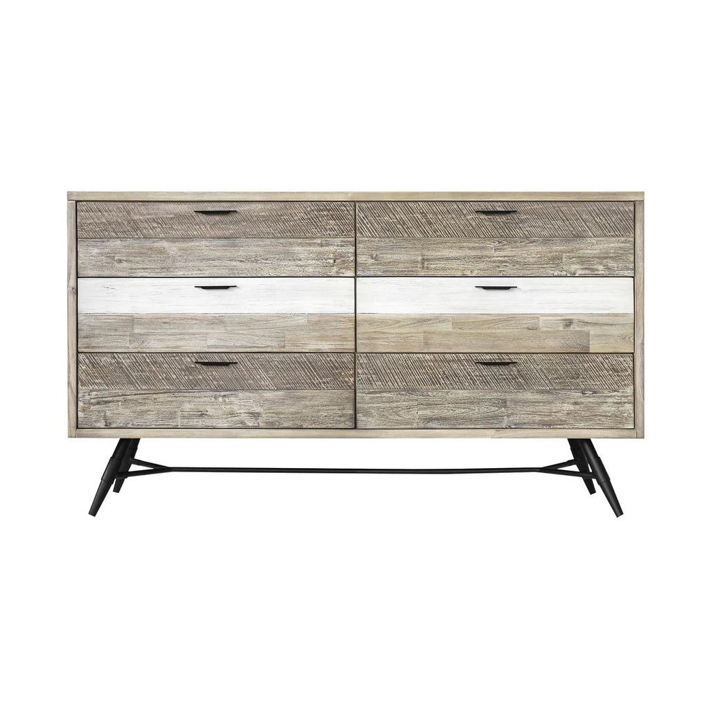 Armen Living Bridges 6-Drawer Dresser in Two-Tone Acacia Wood