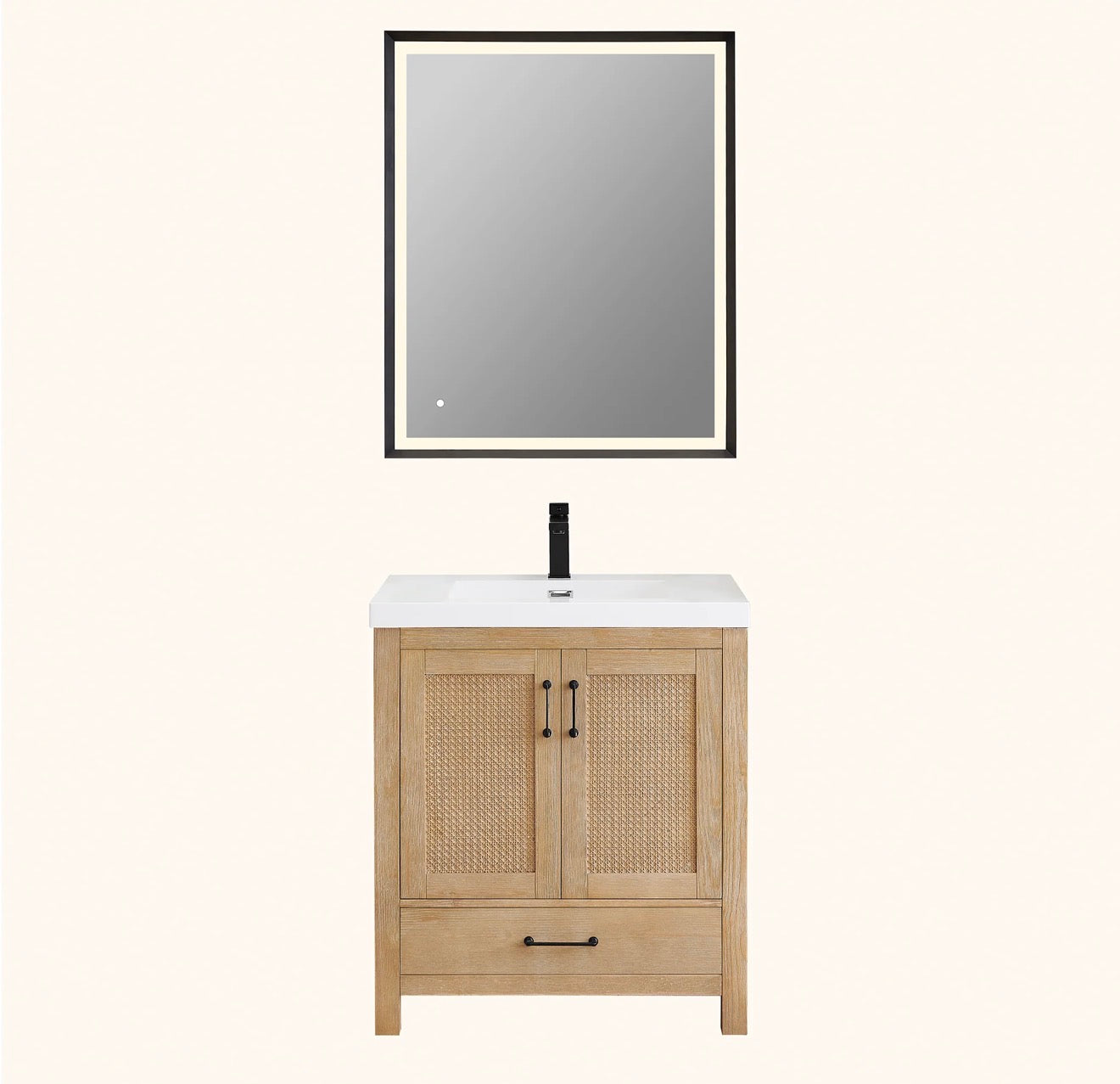 Altair Bondi single Bathroom Vanity in Light Brown with white artificial Drop-in Sink without mirror