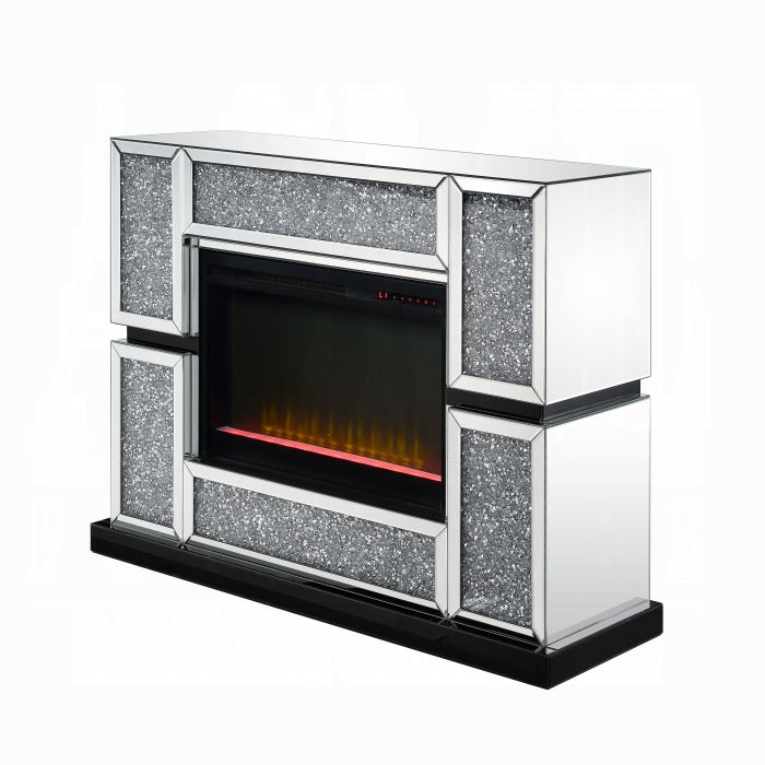 ACME Mirrored & Faux Diamonds Noralie Fireplace