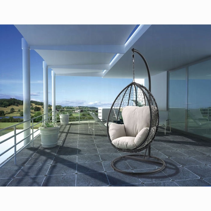 ACME Beige Fabric & Black Simona Hanging Chair