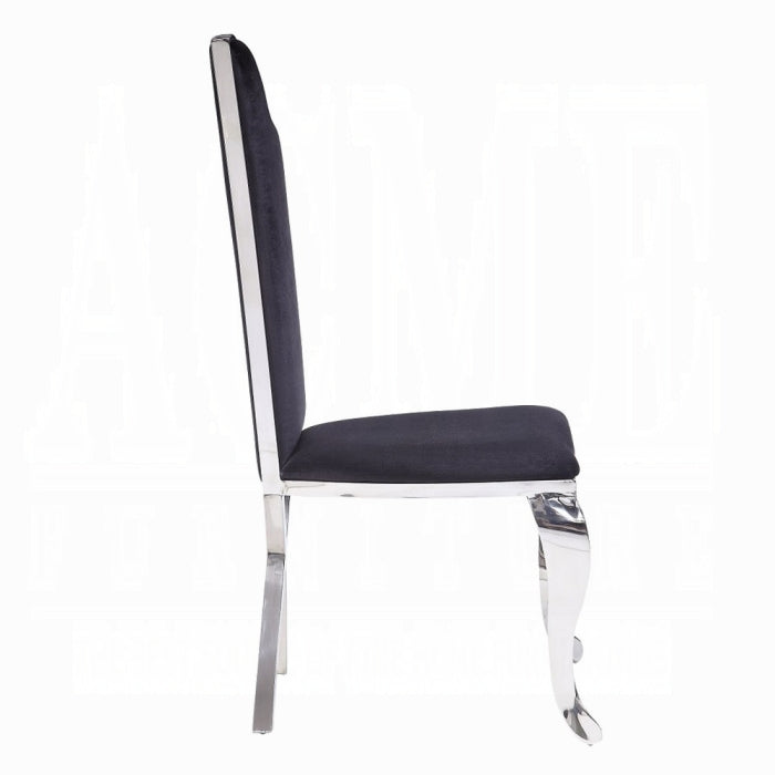 ACME  Black Fabric & Stainless Steel Cyrene Side Chair (Set-2)