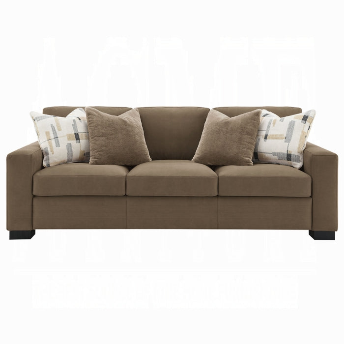 ACME Brown Suede Darya Sofa w/4 Pillows
