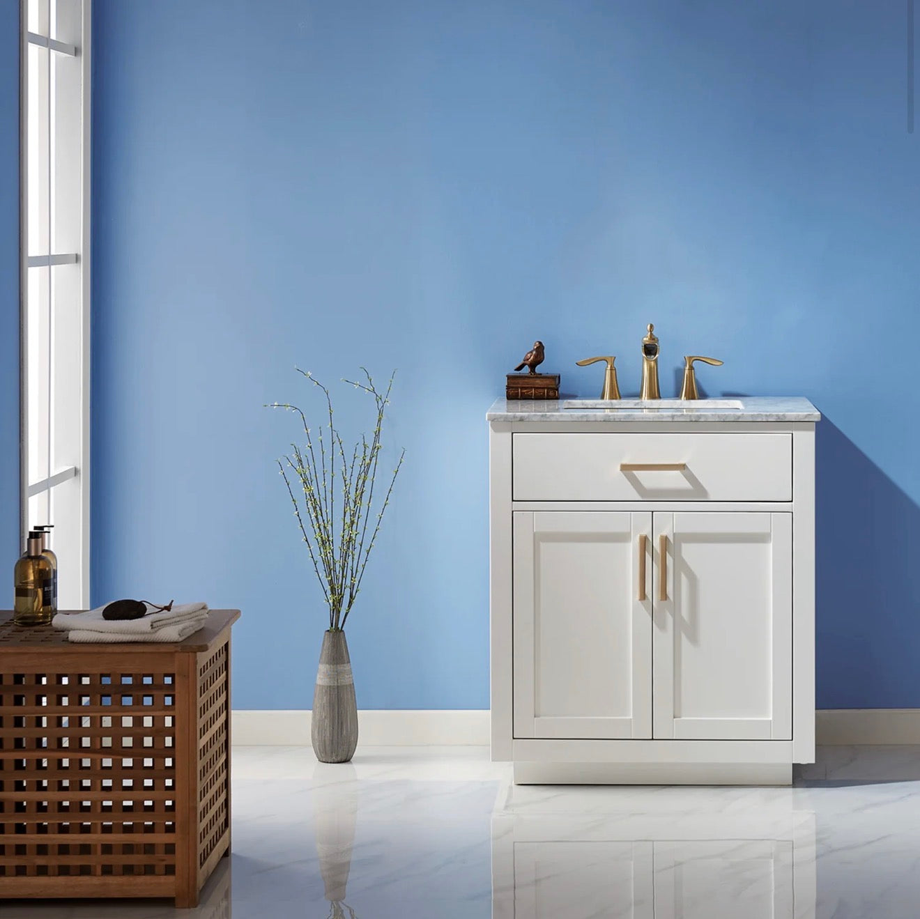 Altair Ivy 30" Single Bathroom Vanity Set and Carrara Marble Countertop