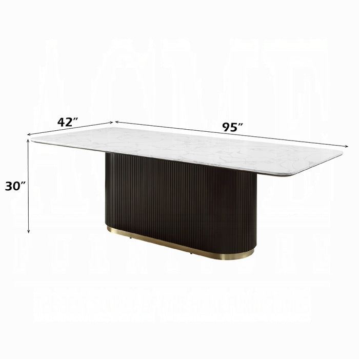 ACME Engineering Marble Top & Espresso Clayten Dining Table w/Marble Top