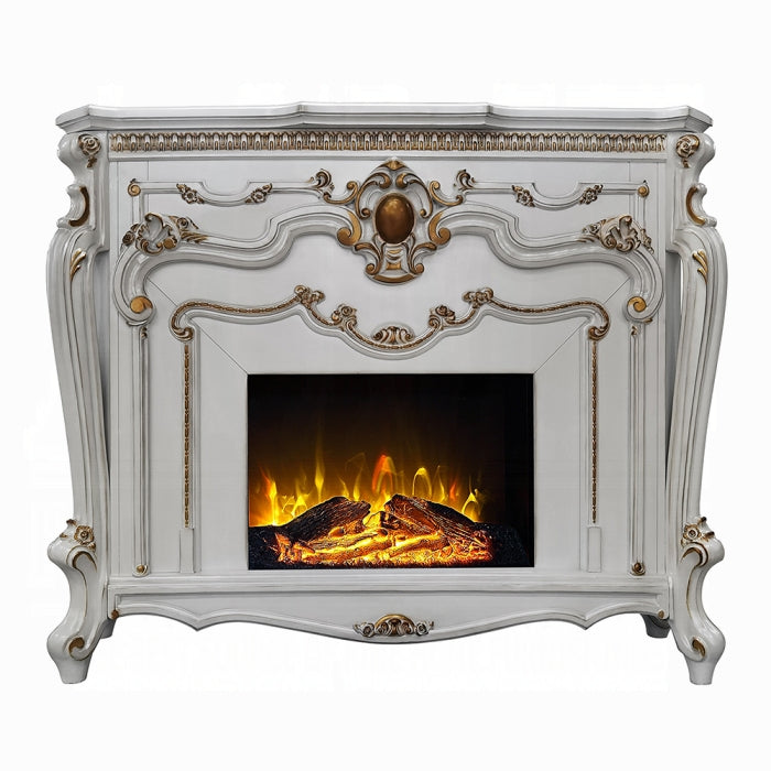 ACME Antique Pearl Finish Picardy Fireplace
