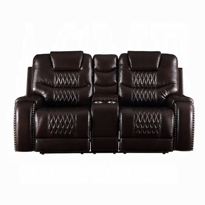 ACME Dark Brown Braylon Motion Loveseat W/Console