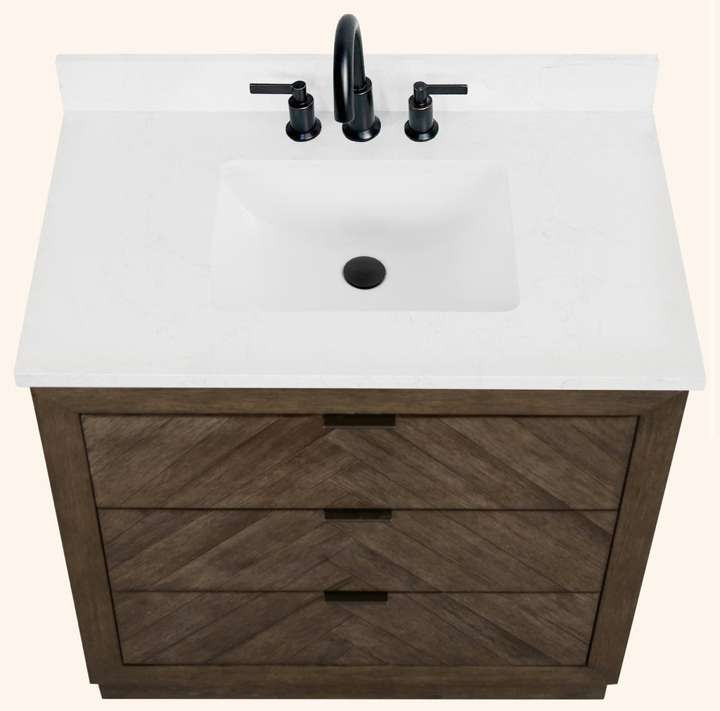 Legion Furniture 36" VANITY WITH 1" THICK WHITE ARTIFICIAL STONE