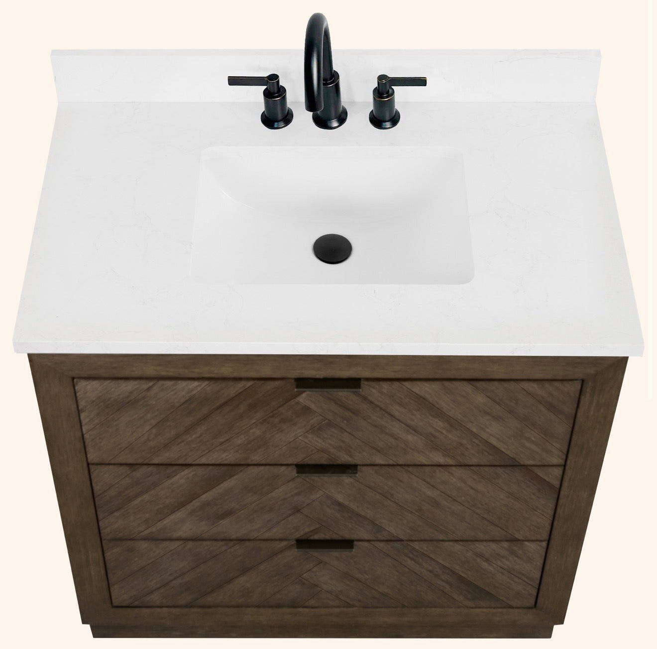 Legion Furniture 36" VANITY WITH 1" THICK WHITE ARTIFICIAL STONE
