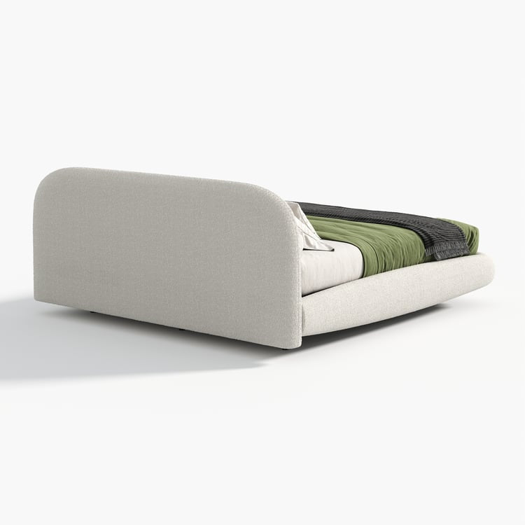King Size Bouclé Upholstered Floating Bed Frame with Motion Sensor LED Lights