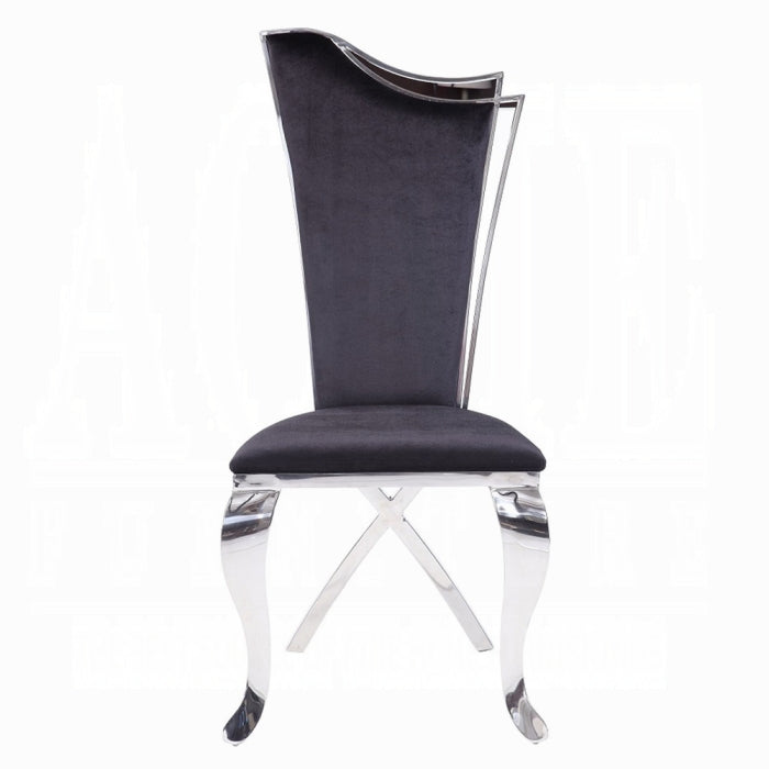 ACME  Black Fabric & Stainless Steel Cyrene Side Chair (Set-2)