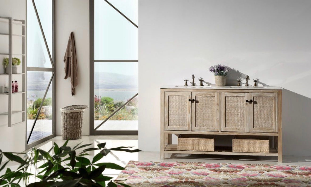 Legion Furniture Solid Wood Sink Vanity With Marble Top -NO Faucet 36", 48", 60"