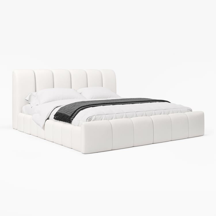 Humply Modern Leather Wingback King Bed Frame with Upholstered Headboard