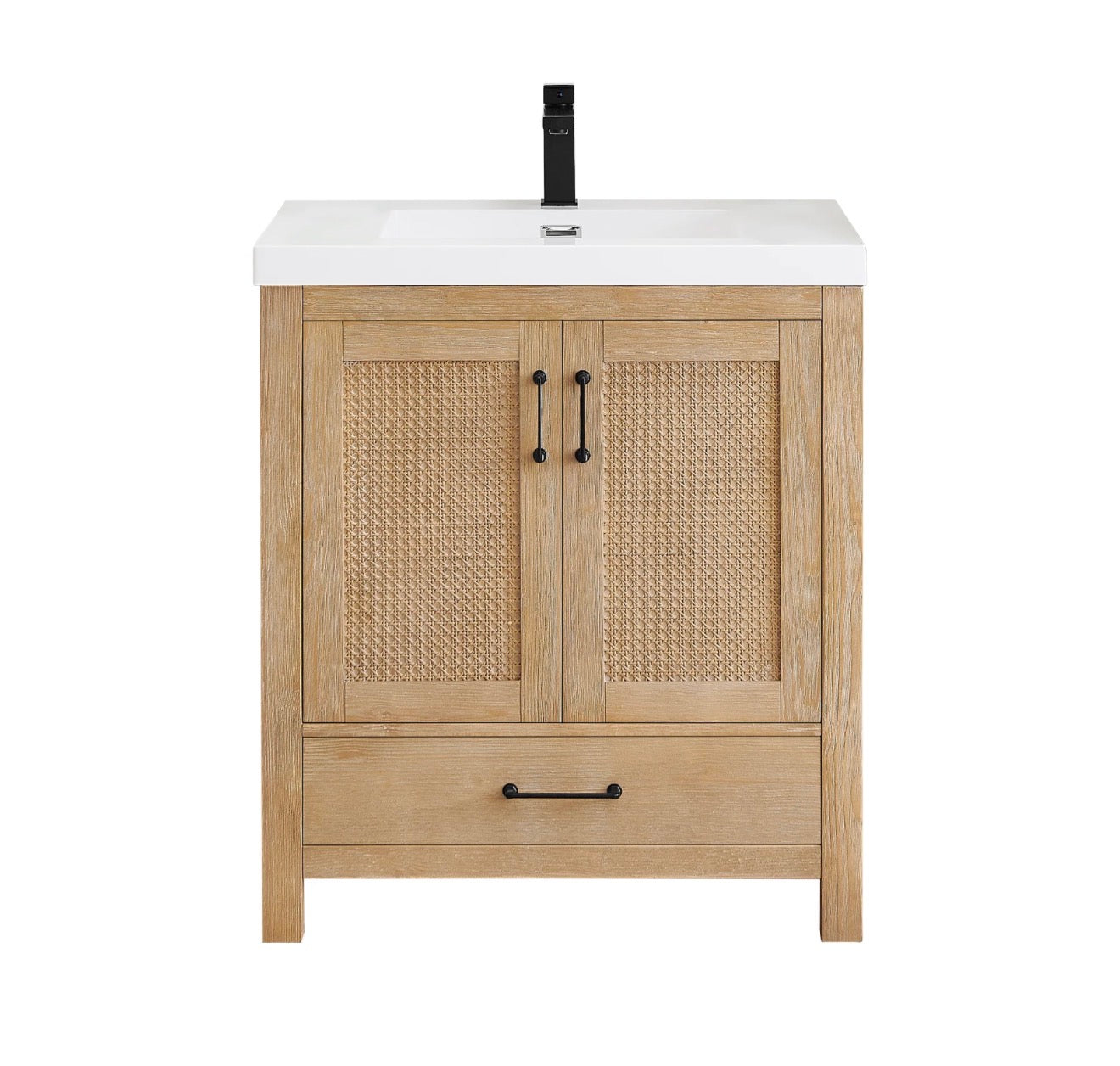Altair Bondi single Bathroom Vanity in Light Brown with white artificial Drop-in Sink without mirror