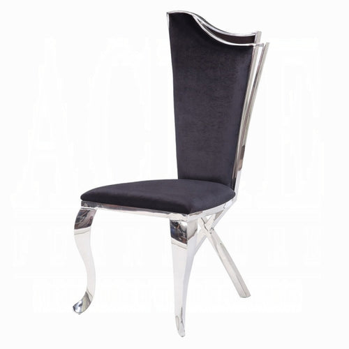 ACME  Black Fabric & Stainless Steel Cyrene Side Chair (Set-2)