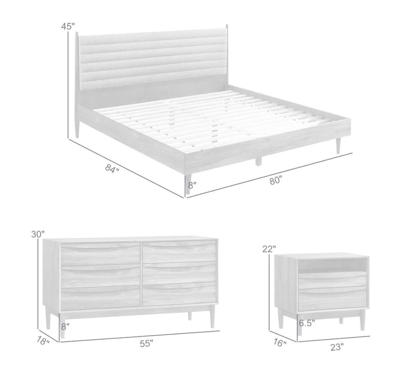 Armen Living Artemio King 4 Piece Wood Bedroom Set in Black Finish