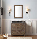 Legion Furniture 36" Rustic Solid Wood Bathroom Vanity with Moon Stone Marble Top – No Faucet