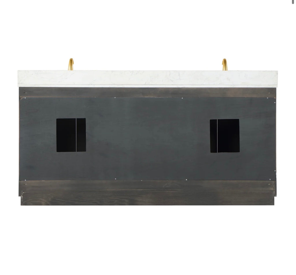 Altair Gazsi 72" Double Bathroom Vanity Set with Grain White Engineered Stone Countertop